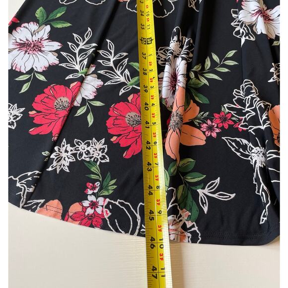 Signature by Robbie Bee Midi Dress Sz M Dark Floral Cowl Neck Sleeveless Stretch - Picture 9 of 11